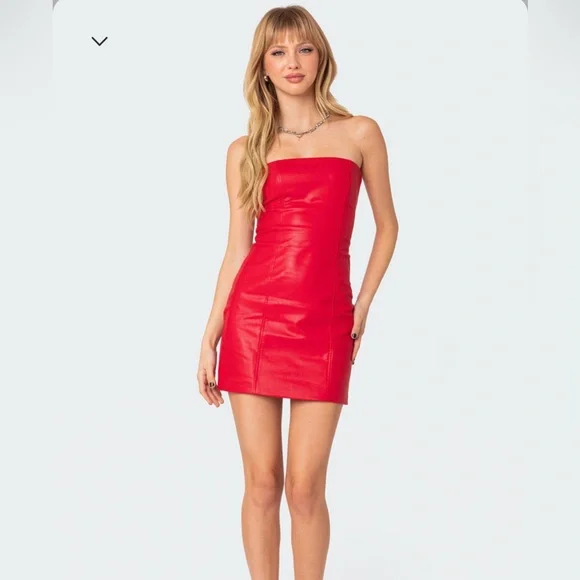 open lace back dress Edikted Mazey Square Neck Mini Dress - Red